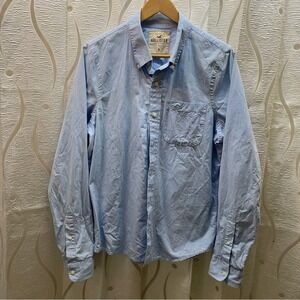 Hollister Mens Light Blue Long Sleeve Button Down Shirt XL